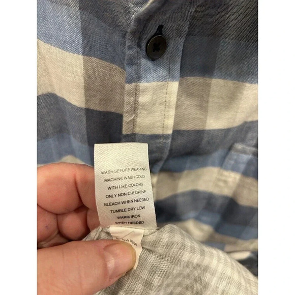 Flag & Anthem Button Down Cotton Shirt Blue Plaid Long Sleeve Men’s Size Large - Picture 8 of 10